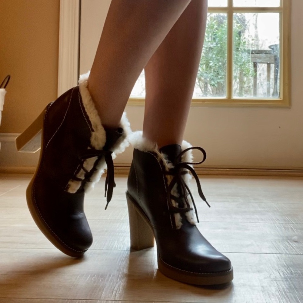 Brown Leather Heeled Boots